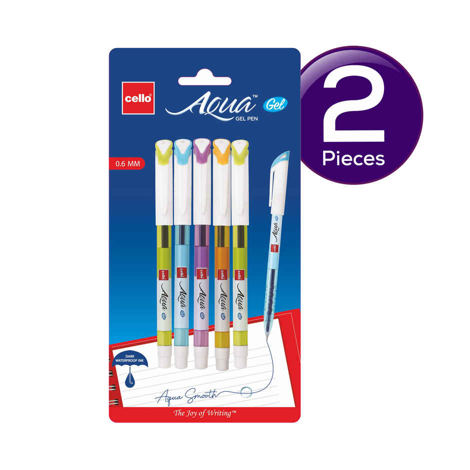 Cello Aqua Gelpen Blue - Blister of 5 (Blue) Combo