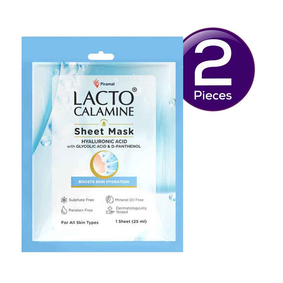 Lacto Calamine Hyaluronic Acid Face Sheet Mask for Intense Hydration, Refreshing, Plumpy & Dewy Skin Combo