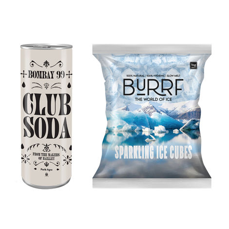 Bombay 99 Soda Can 250 Ml(250ml) & Burrf Sparkling Ice Cubes(1kg) Combo