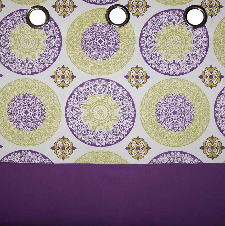 Lushomes Cotton Door Curtain - Bold Purple Printed | 8 Eyelets & Printed Tiebacks | 54 x 90 inch