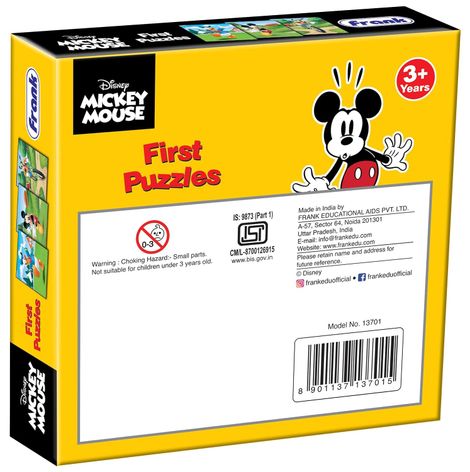 Frank Mickey Mouse & Friends - A Set Of 3 First Puzzles - 4, 6 & 8 Pieces
