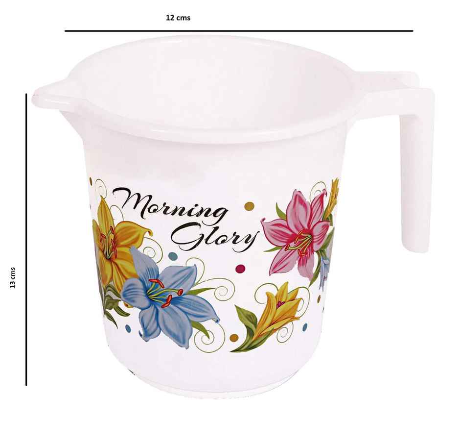 Kuber Industries Floral Print Unbreakable Strong Plastic Bathroom Mug | 500 ml (White)