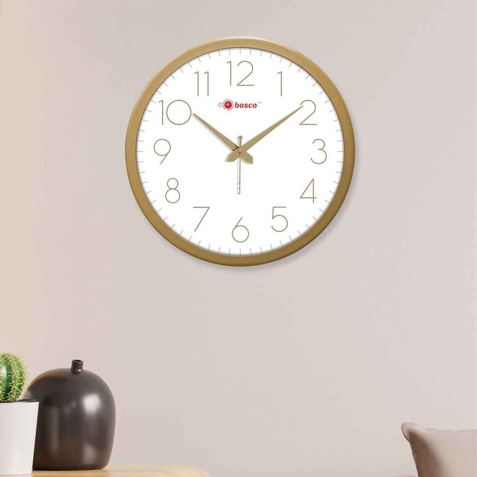 Bosco Decorative Silent White Face with Golden Frame 30 CM Wall Clock BWC 1641