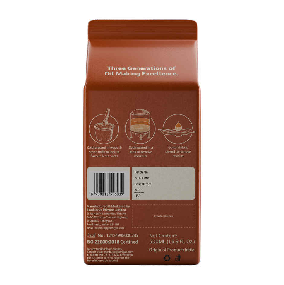 Gramiyaa Sesame Gingelly (Til) Wood Cold Pressed Oil