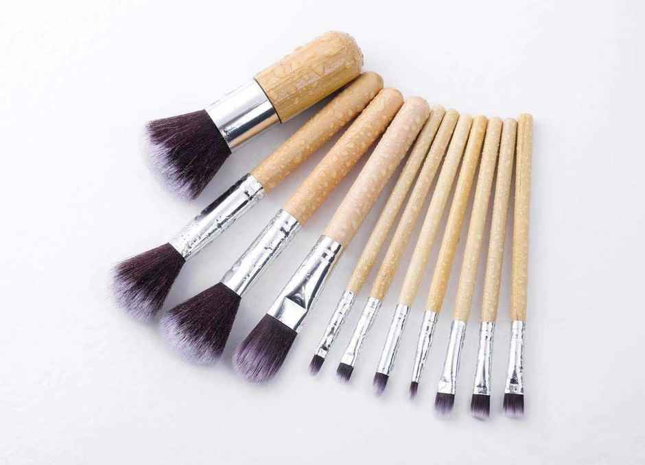 Bronson Professional Super Soft Bristles Hd Finish Bamboo Makeup Brush Set With Pouch