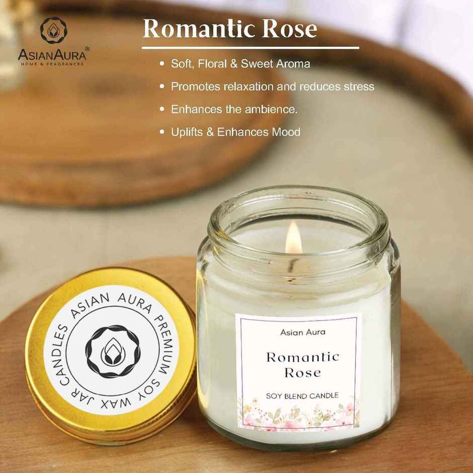 Asian Aura Scented Glass Jar Candle | Romantic Rose