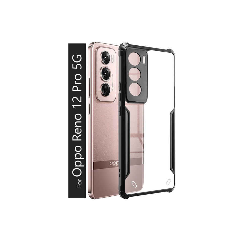 Kwine Case Oppo Reno 12 Pro Back Cover - Black Bordered Transparent Case