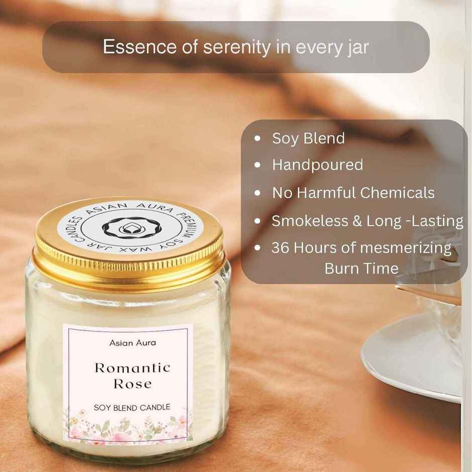 Asian Aura Scented Glass Jar Candle | Romantic Rose
