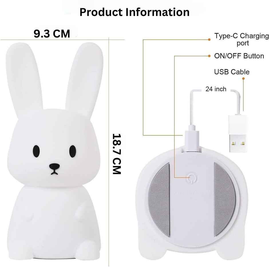 Hashwow Big Bunny Night Lamp Rechargeable Silicone Night Light For Kids