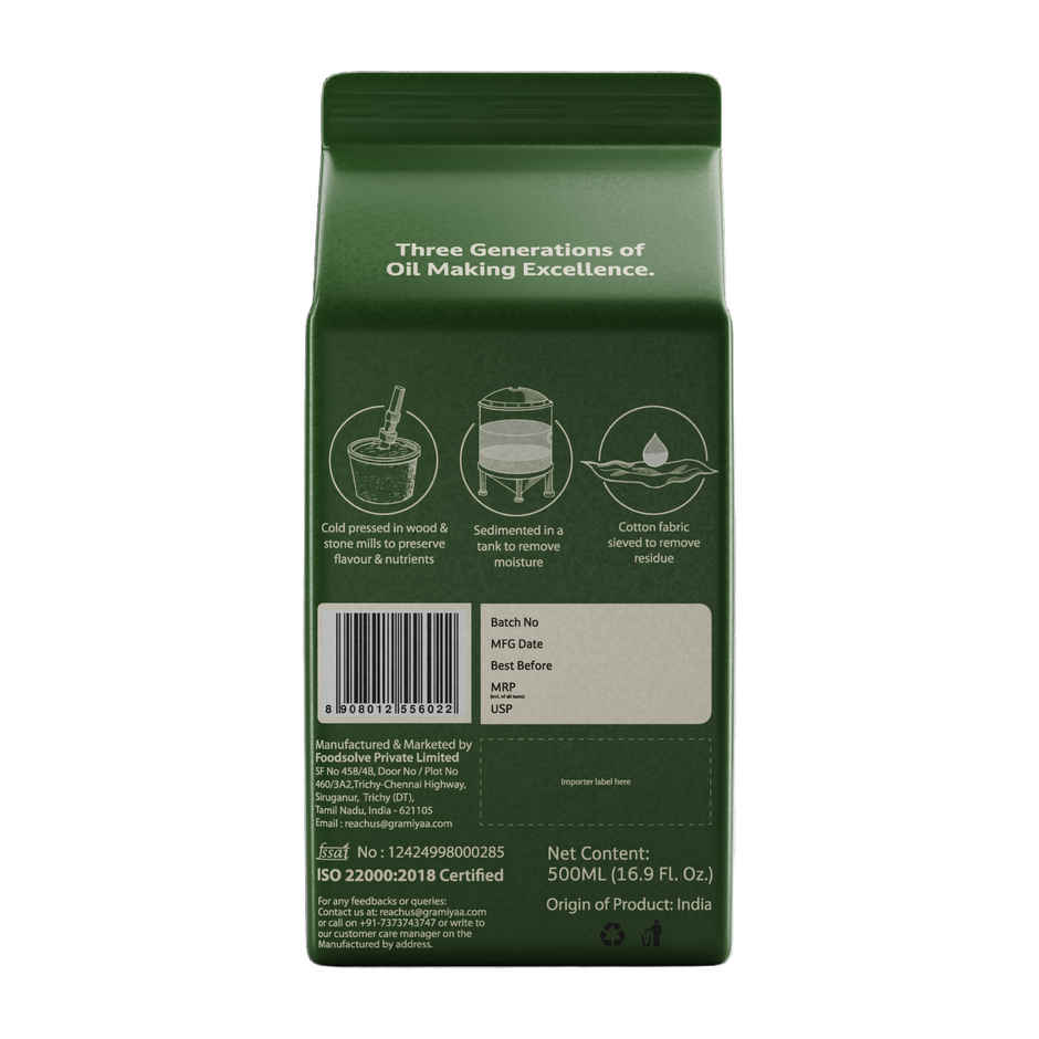 Gramiyaa Coconut Wood Cold Pressed Oil (Nariyal Oil)