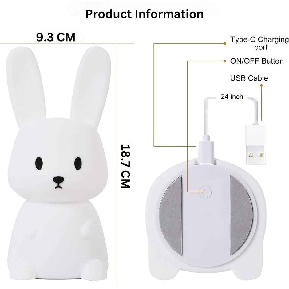 Hashwow Big Bunny Night Lamp Rechargeable Silicone Night Light For Kids
