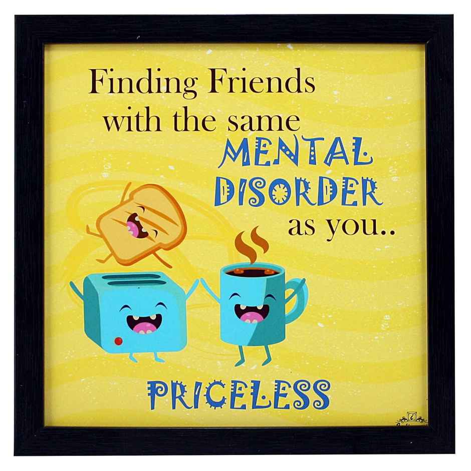 Indianara Set of 4 Framed Quirky Friends Quotes Framed Wall Hanging Laminated Paintings