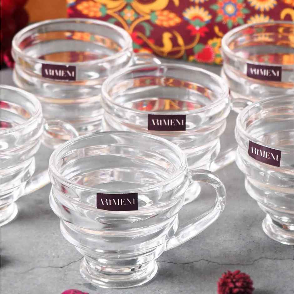 The Artment Minimalist Clear Crinkled Set of 6 Teacup Set (230 ml)