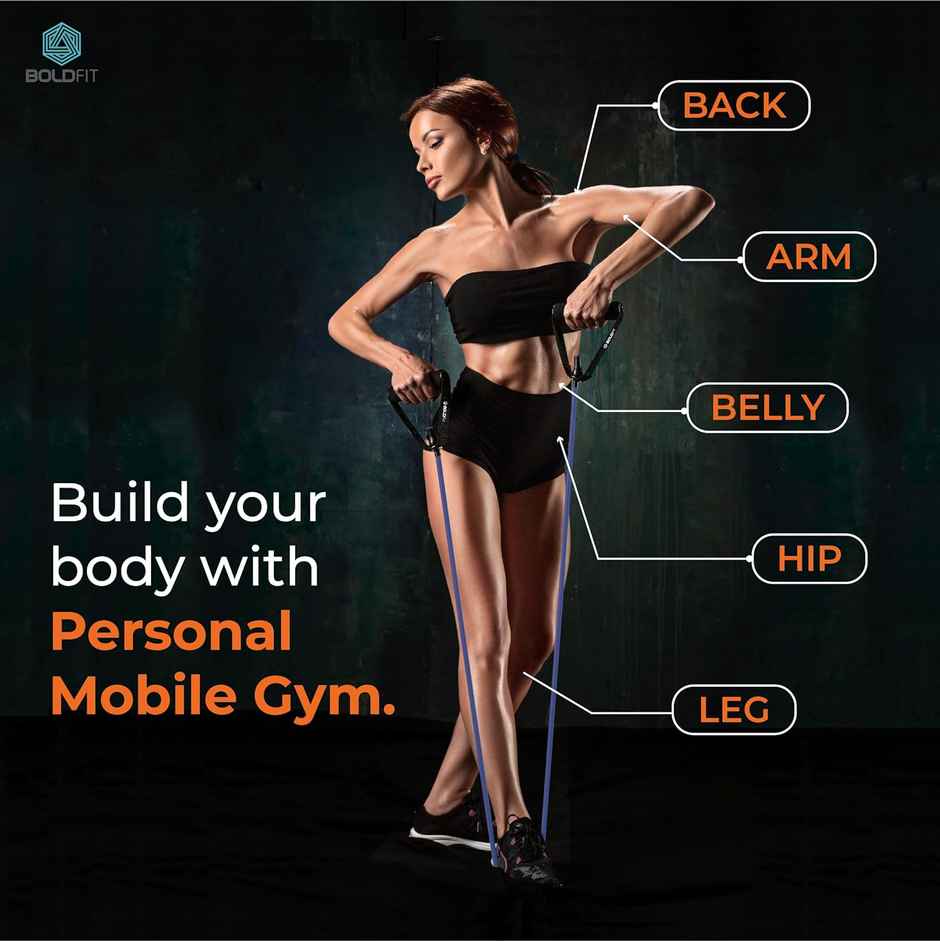 Boldfit Resistance Tube Green 25 kg| Heavy-duty Green Resistance Tube for Strength Building