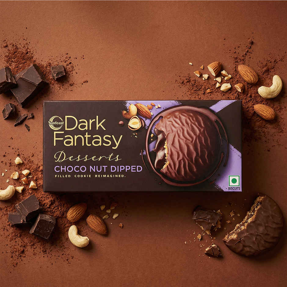Sunfeast Dark Fantasy Desserts Choconut Dipped Filled Cookie Reimaged