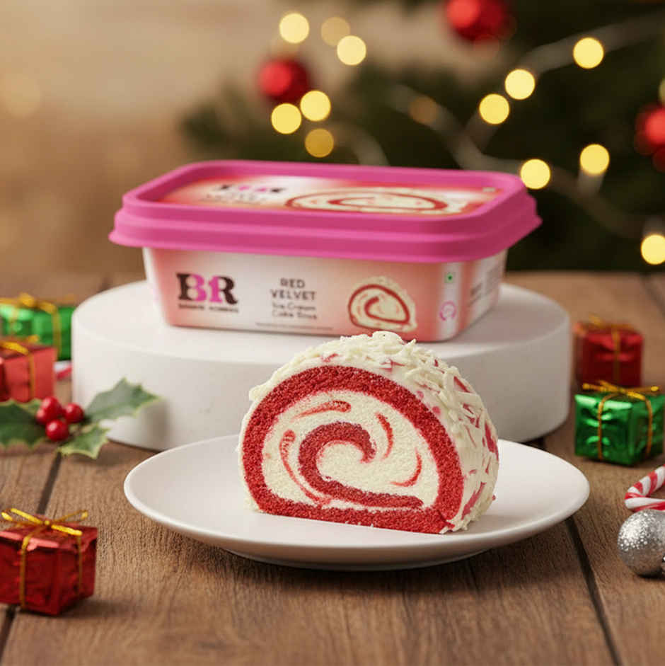 Baskin Robbins Red Velvet Ice Cream Roll Cake Slice Combo