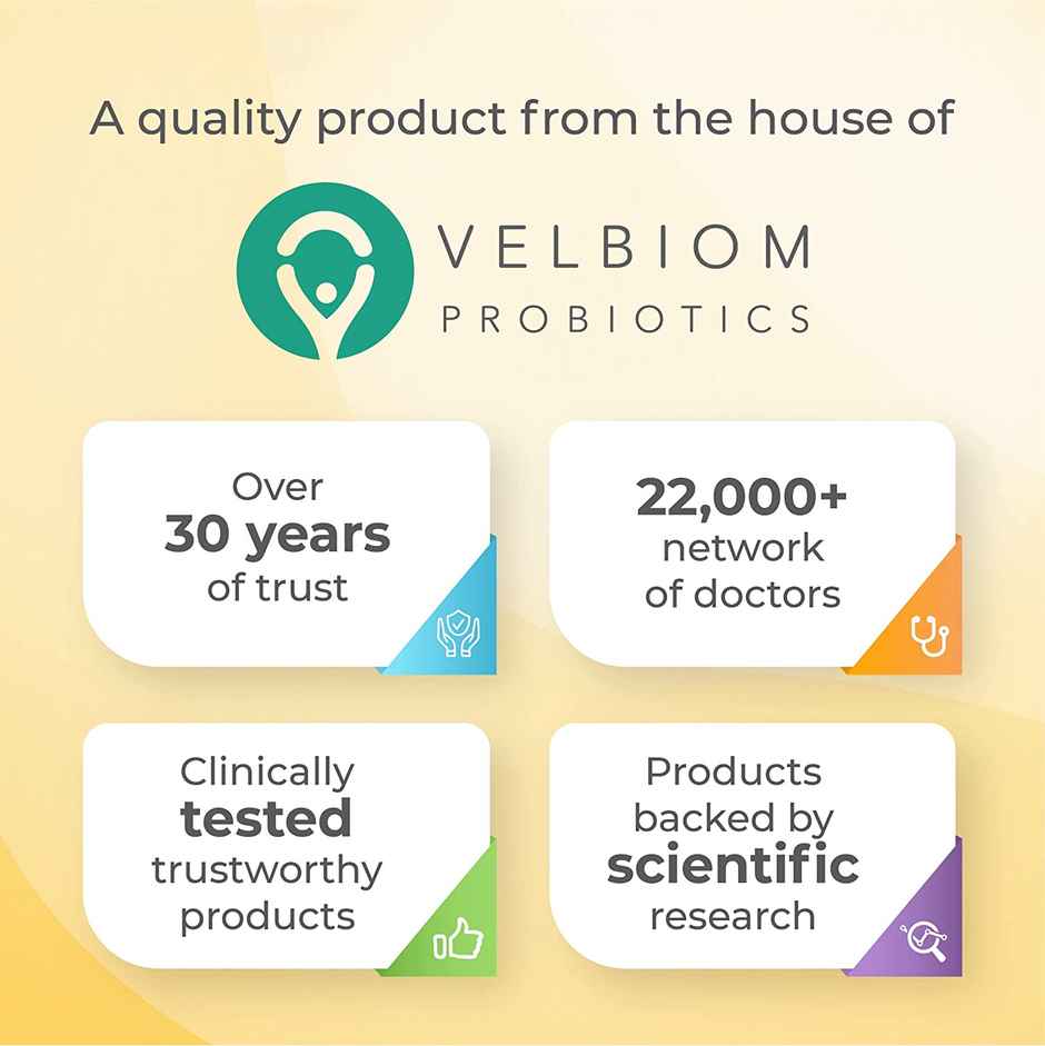 Velbiom Lactogut | Probiotic Supplement for Gut & Digestive Health | Pre + Probiotic Formula