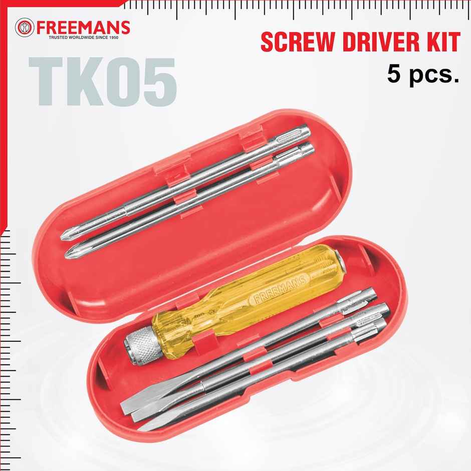 FREEMANS Screw Driver Kit | 5 in 1 | Neon Bulb