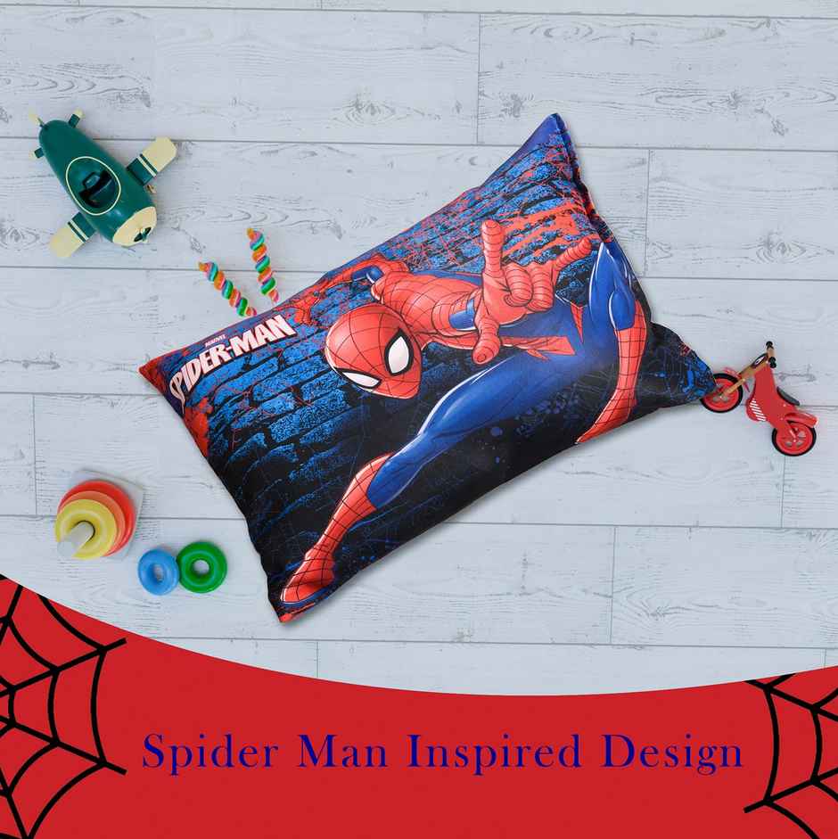 Kuber Industries Spiderman Print Baby Pillow | Soft Kids Pillow for Sleeping & Travel (Navy Blue)