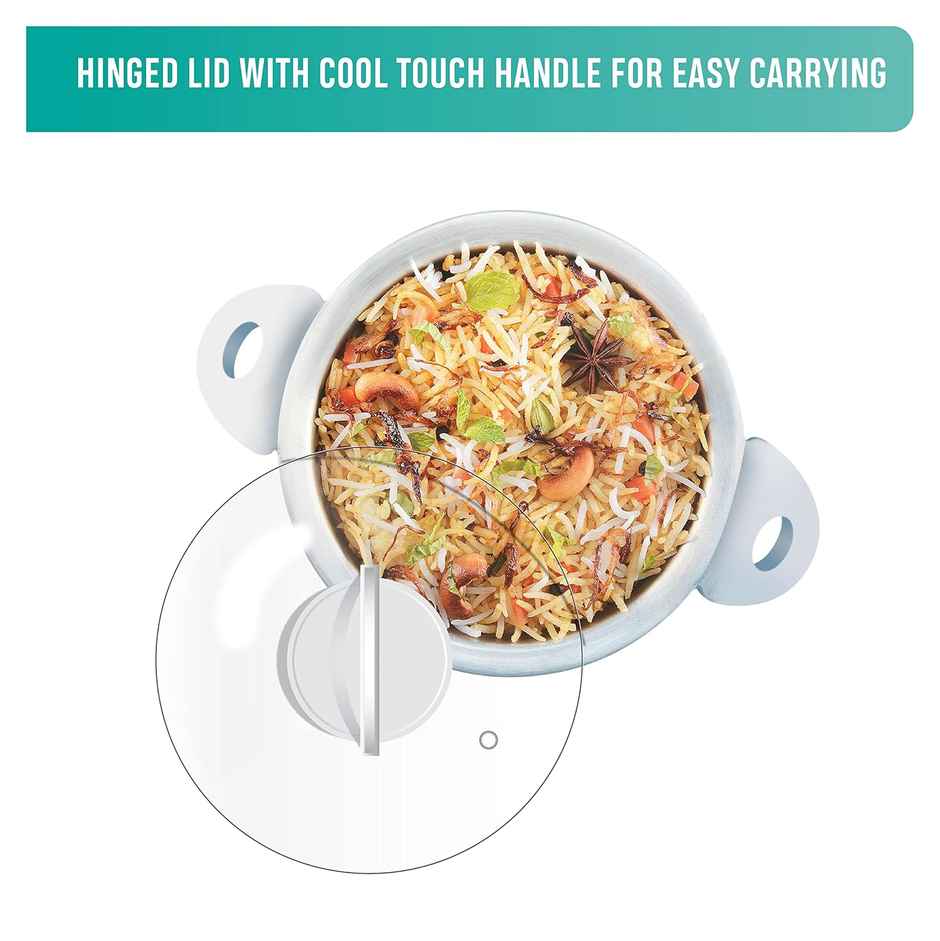 Usha Rice Cooker 1.8L (700W, Keep Warm Mode, Tempered Glass Lid, Dry Boil Protection, White)