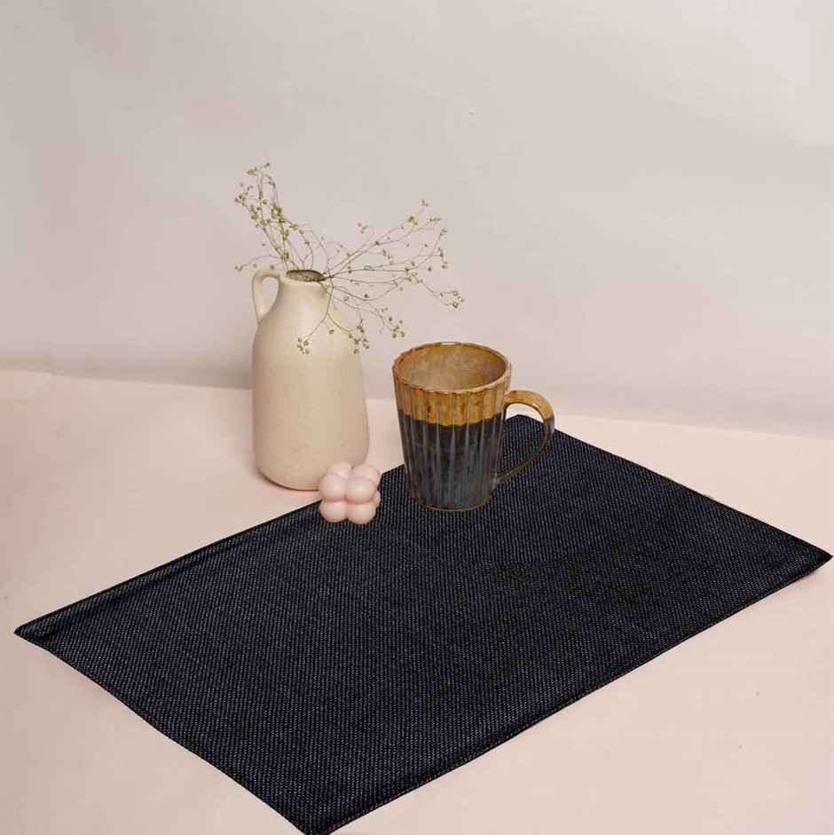 Lushomes Jute Table Mat - Black | Jute Placemat | 12 x 18 inch