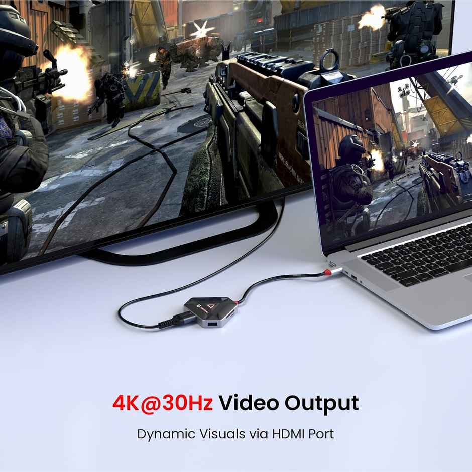 Portronics Mport 6C, 6-In-1 Type C Hub - Black