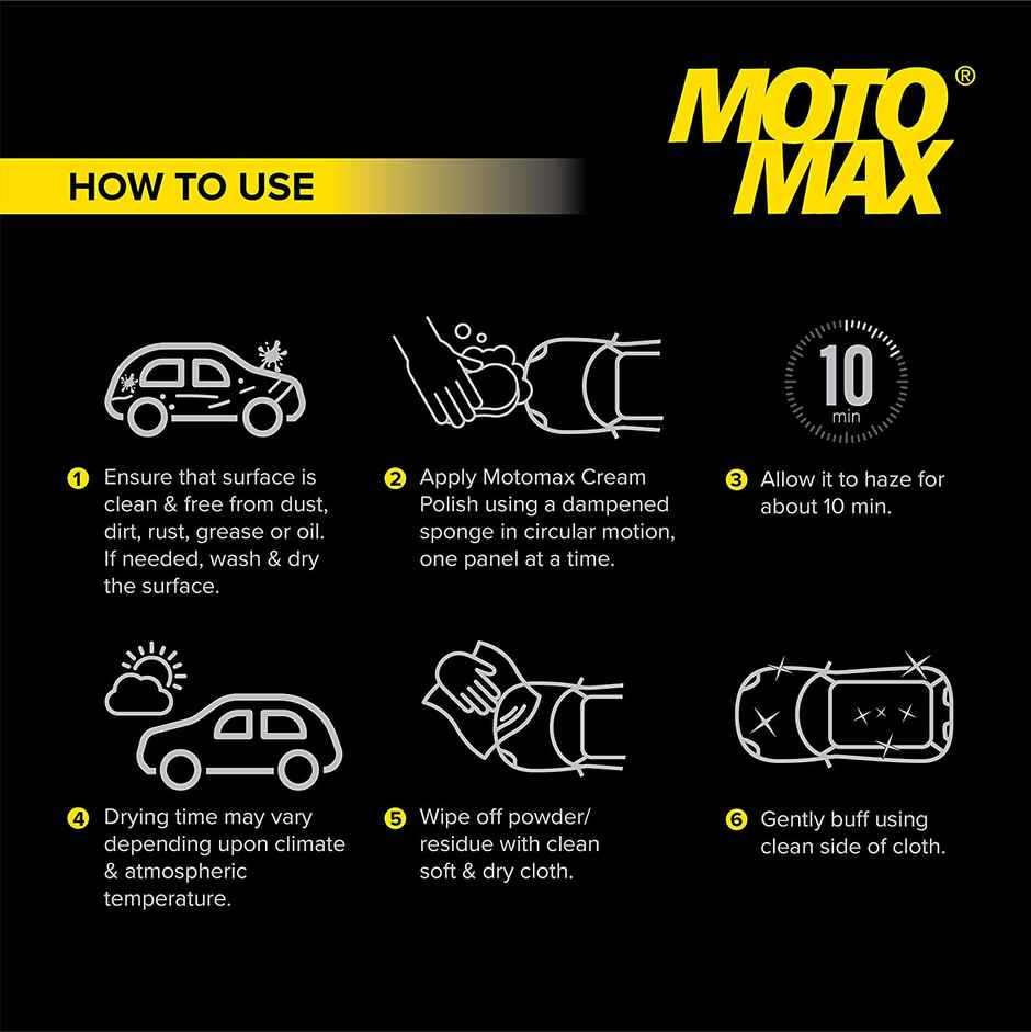 Motomax Bike & Car Cream Polish | 60 gm with Carnuba Wax and Micro Polishing Agents