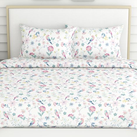 Haus & Kinder Exotic Wings King Bedsheet - 100% Cotton (270x270cm)