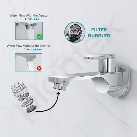 Plantex ORN-202 Brass Bib Cock Water Tap - Teflon Tape & Wall Flange (7 Year Warranty)