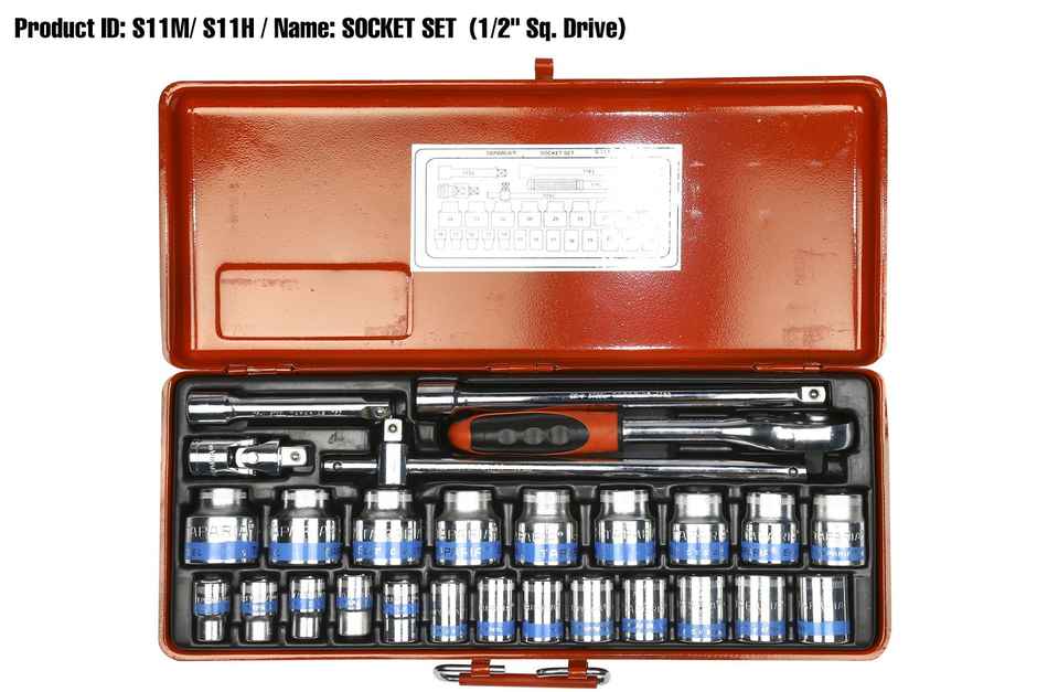 Taparia S11M/S11H 1/2-in Square Drive Socket Set
