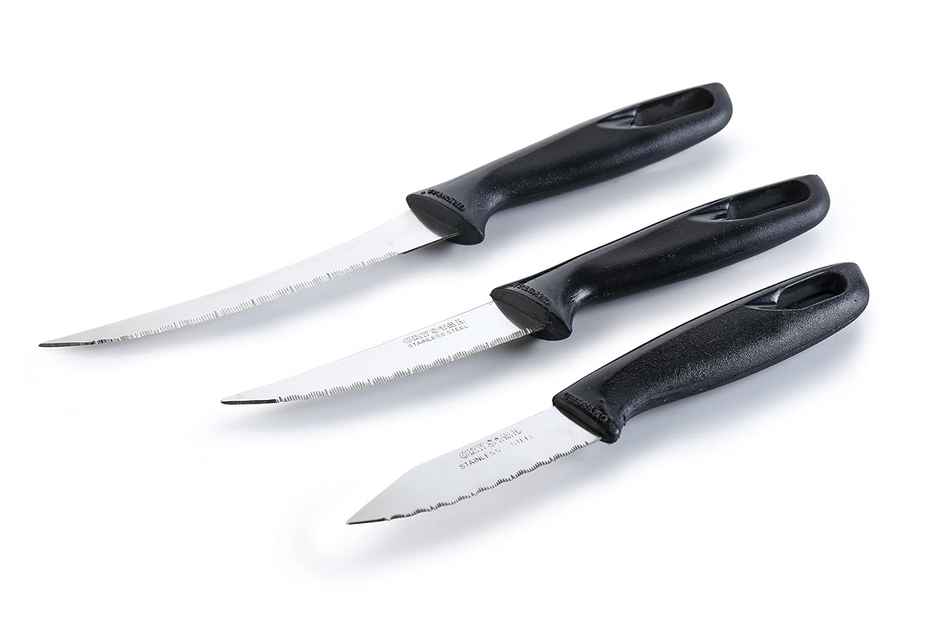 Crystal Laser Edge Stainless Steel Knife Set, Set Of 3, Multicolour