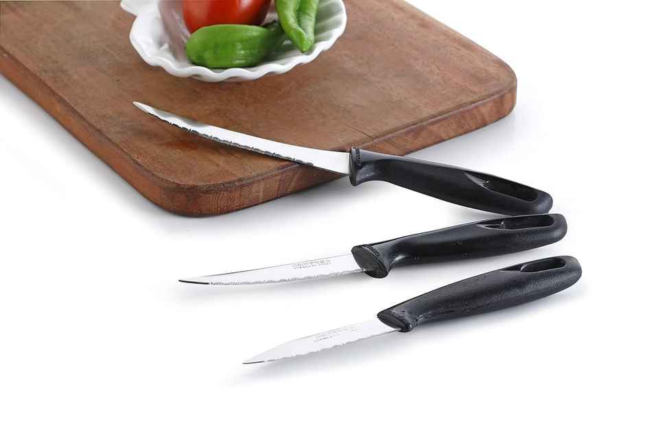 Crystal Laser Edge Stainless Steel Knife Set, Set Of 3, Multicolour