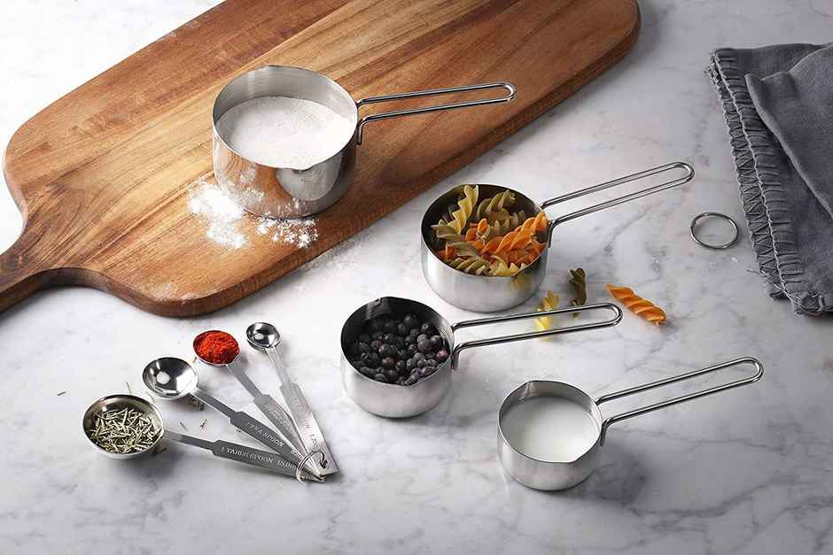 Stainless Steel Stackable Measuring Cups & Spoon Set Combo