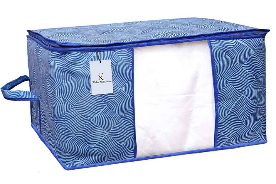 Kuber Industries Pack of 2 Non-Woven Extra Large Leheriya Design Underbed Storage Bag (Royal Blue)