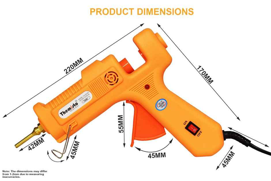 Themisto 150W Industrial Glue Gun With 5 Milky Super Strong Gumming Glue Sticks (150W)