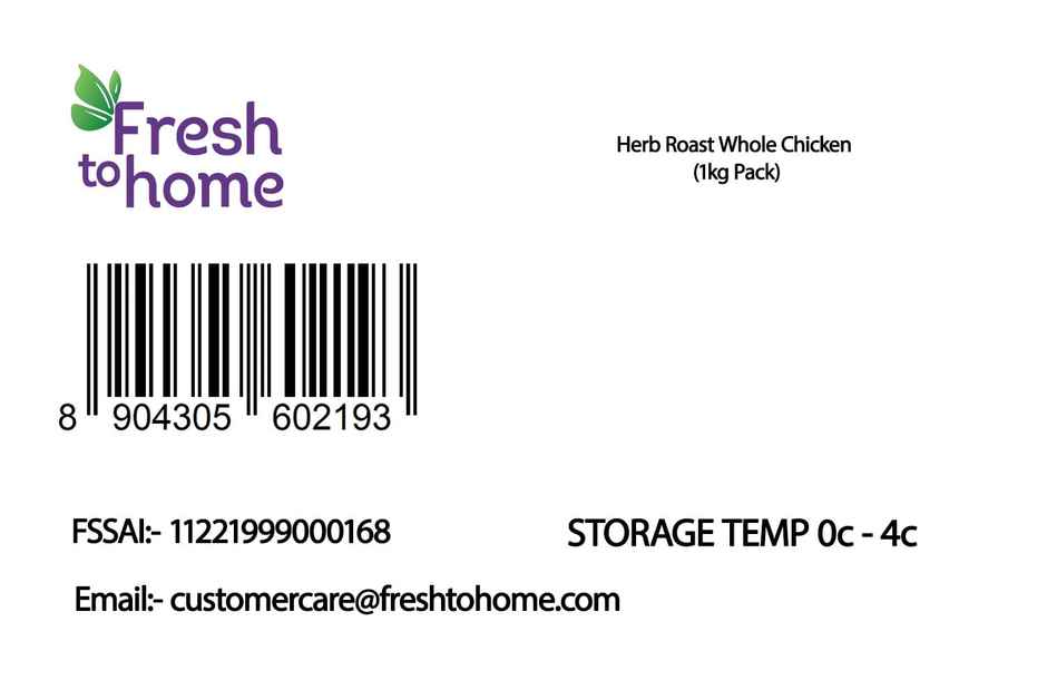 Freshtohome Herb Roast Whole Chicken (1kg to 1.1kg pack)