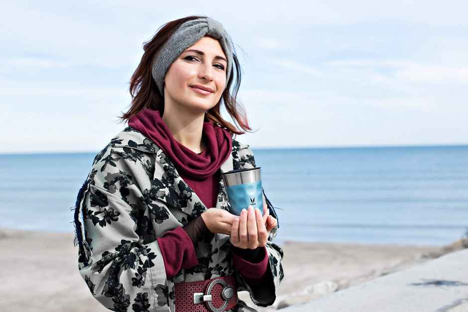 VAYA POPCUP Insulated Coffee Mug with Lid 250ml, Stainless Steel - Blue