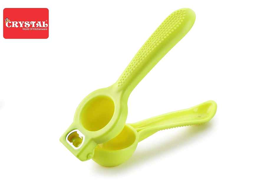 Crystal Plastic Lemon Squeezer Cum Opener, Multicolour