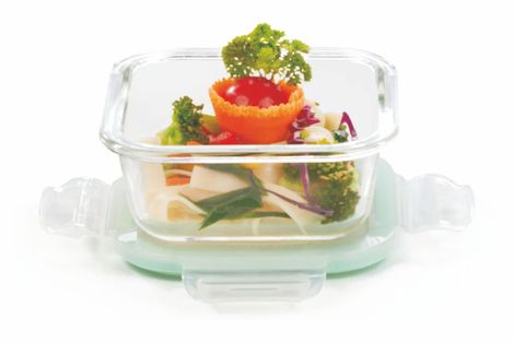 SignoraWare Lock 'N' Store Borosilicate Glass Container Square, 320 Ml, 1707Clear