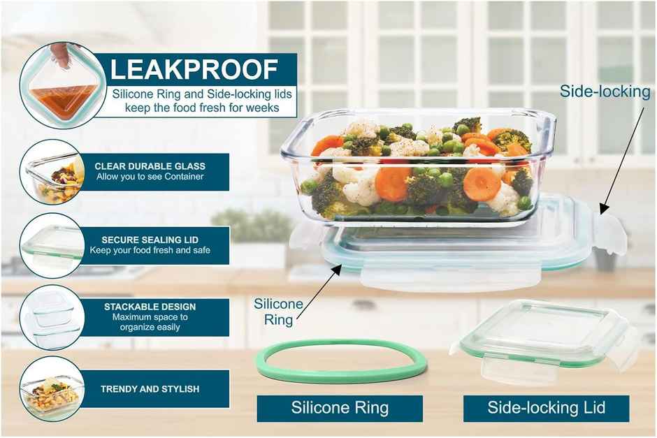 Signoraware Lock N Store Borosilicate Glass Container Rectangular | 2260 ml | Transparent