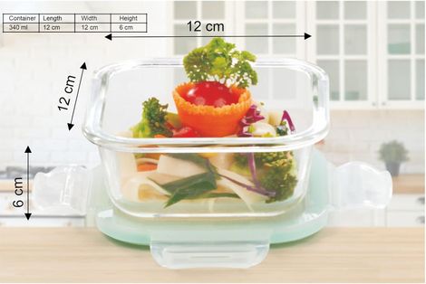 SignoraWare Lock 'N' Store Borosilicate Glass Container Square, 320 Ml, 1707Clear