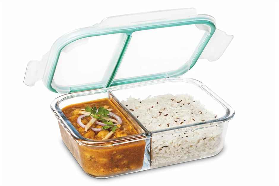 Signoraware Borosilicate Glass Lunch Box | 600 ml | Clear | Glass Tiffin Box