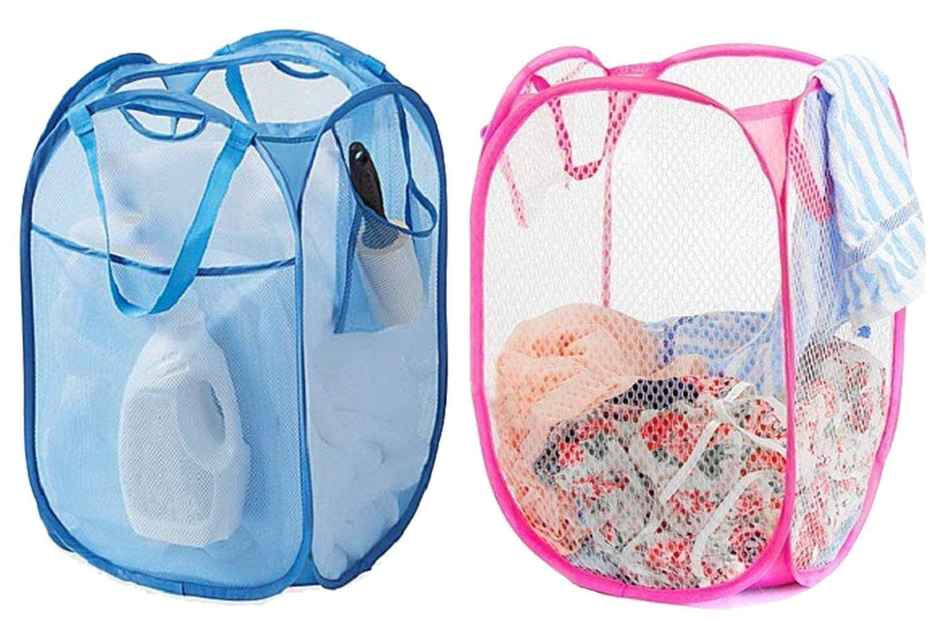 Kuber Industries Laundry Basket | Large Nylon Mesh | Set of 2