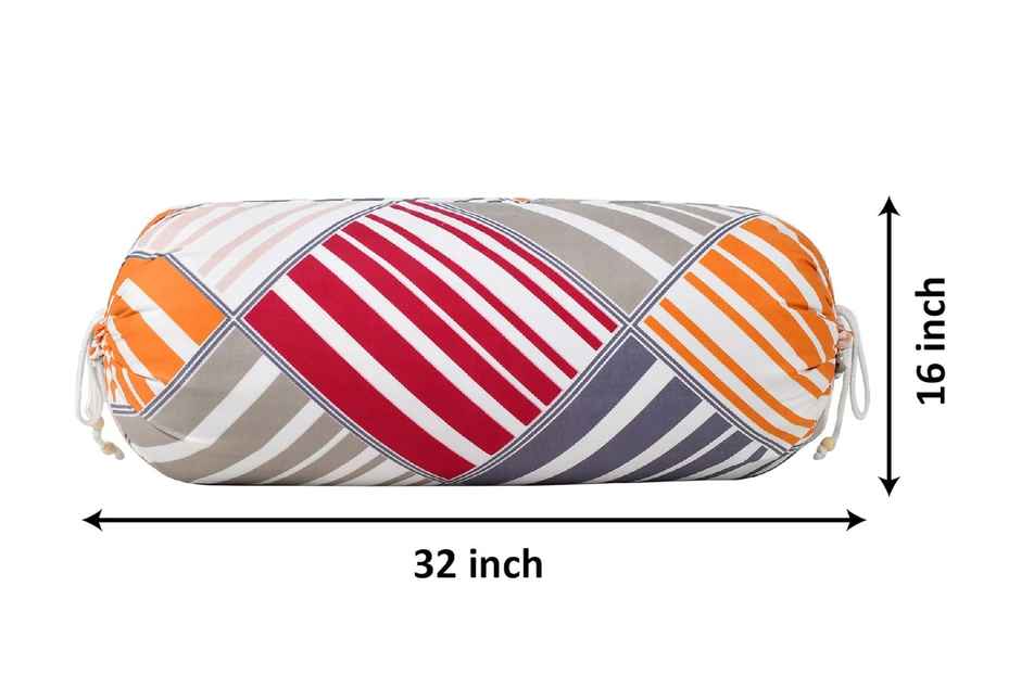 Kuber Industries Multi-Check Printed Cotton Bolster Cover | Set of 2 | 16"x32" (Magenta & Grey)