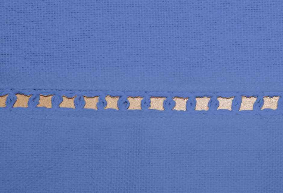Lushomes Table Runner - Blue | Plain Double Holestitch | 30 x 180 cm