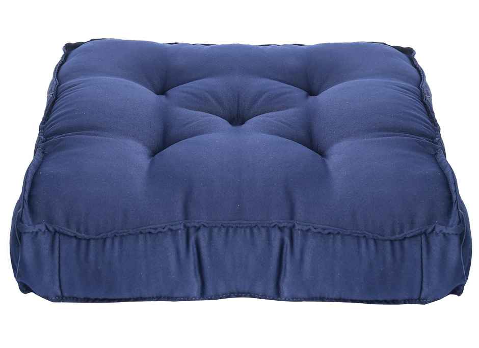 Kuber Industries Microfiber Square Chair Pad | Seat Cushion for Car | Office 18x18 Inch (Navy Blue)