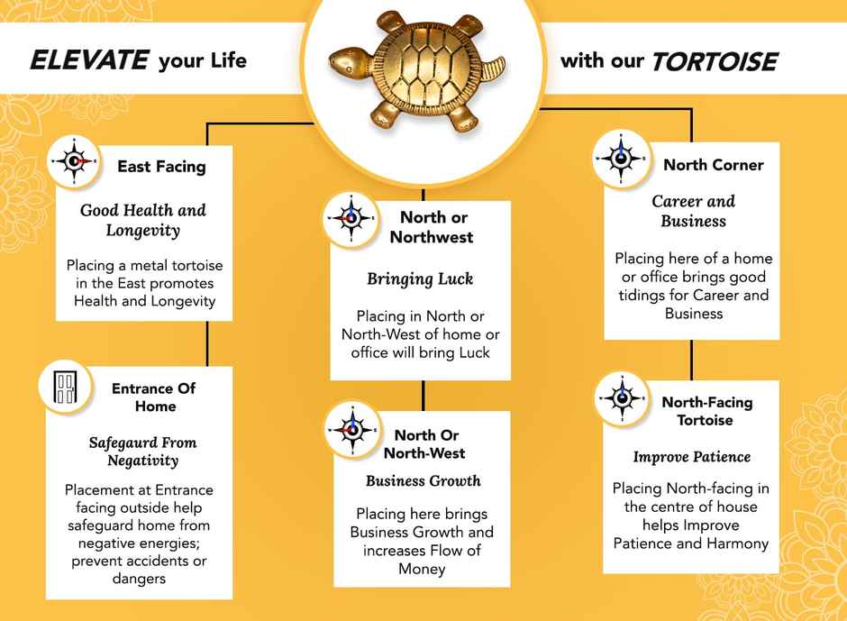 Ekhasa Brass Feng Shui Tortoise For Good Luck | Small Size | Vastu Items For Home For Good Luck