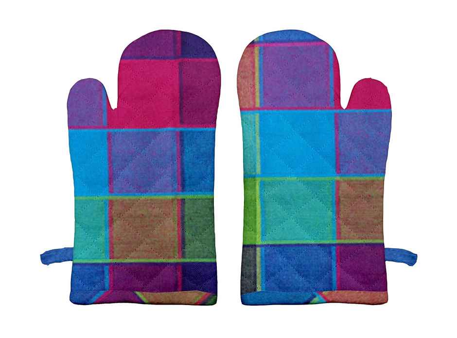 Lushomes Oven Mitts - Green Check | Heat Resistant | 6 x 13 inch