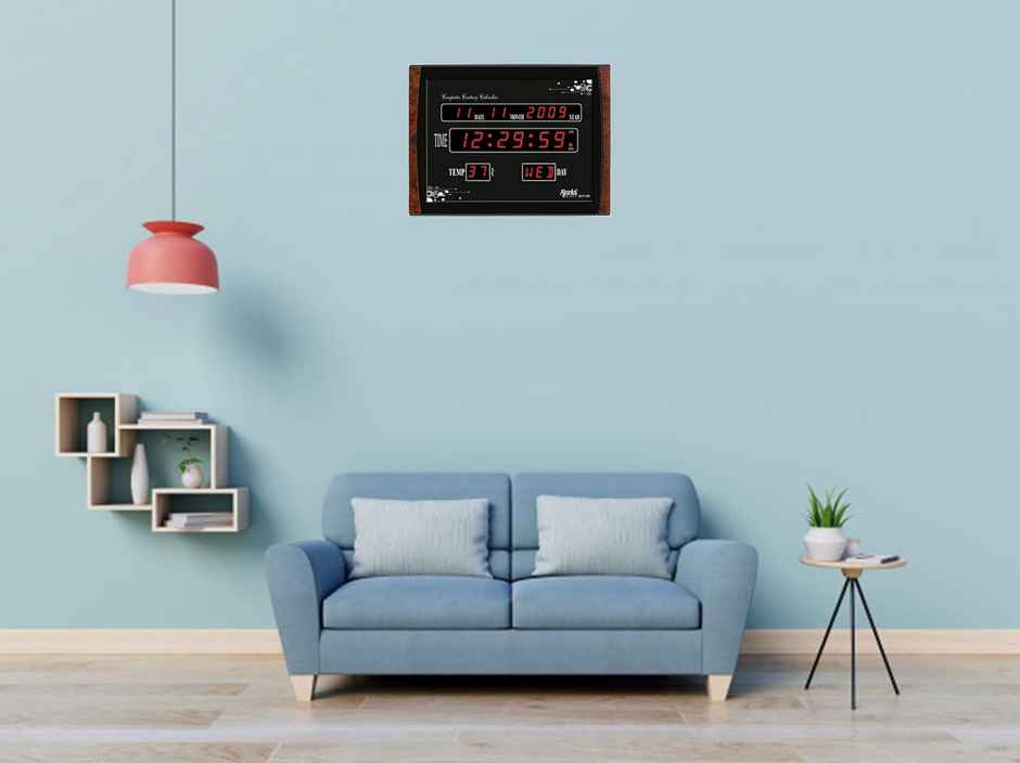 Ajanta Quartz Digital Red LED Wall Clock - OLC-105 | 39.6 x 29.6 x 3.5 cm | Plastic