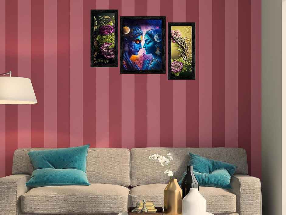 Indianara Set of 3 Radha Krishna Framed Art Painting | 10321